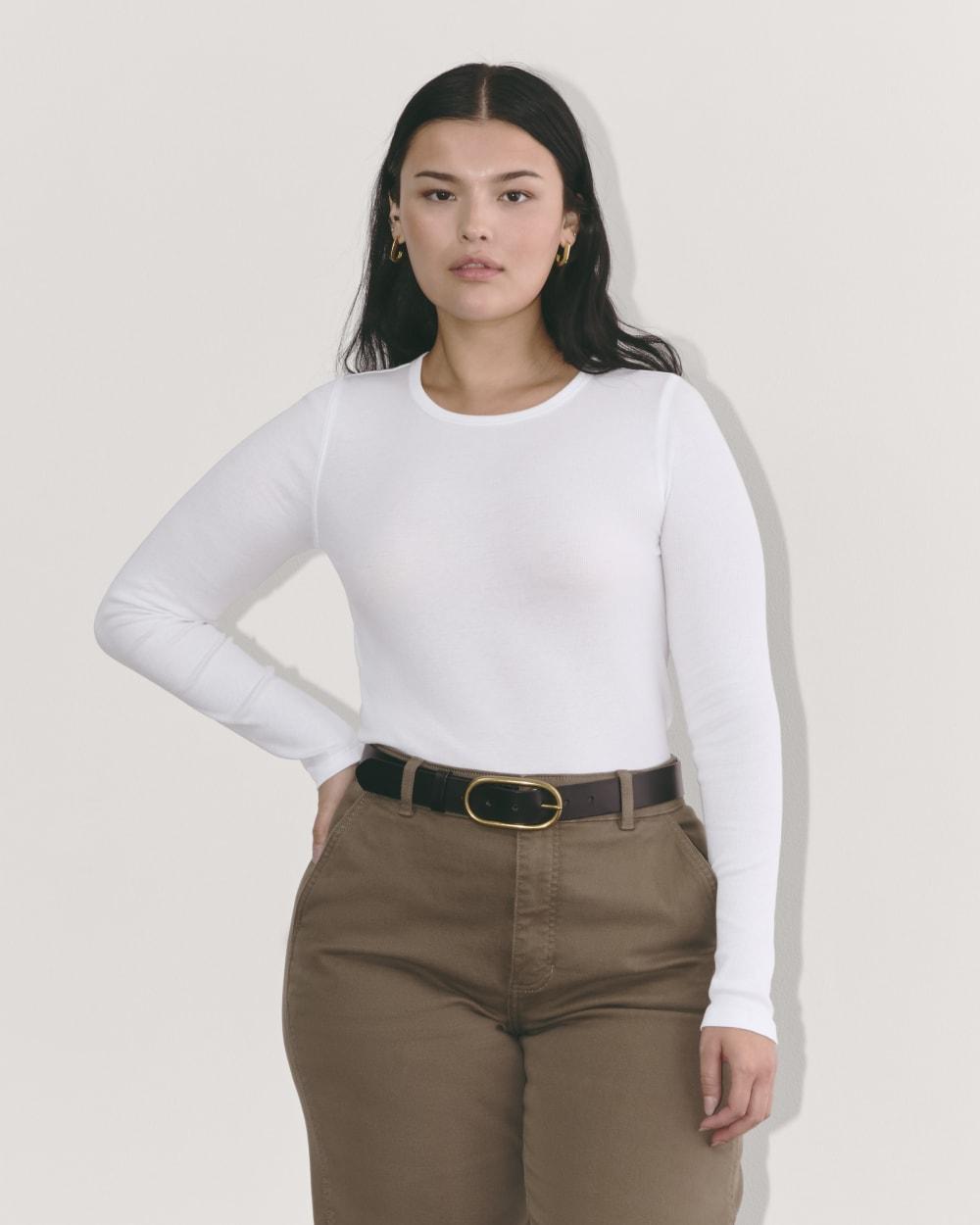 The Luxe Rib Long-Sleeve Crew | White by EVERLANE