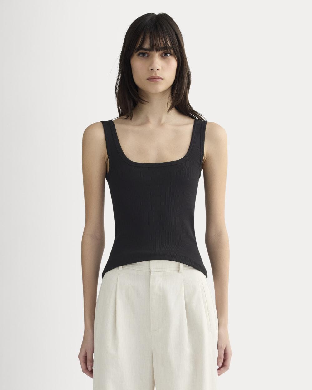 The Luxe Rib Square-Neck Tank | Black by EVERLANE