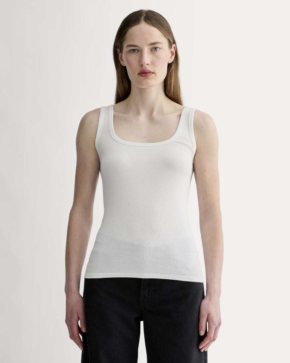 The Luxe Rib Square-Neck Tank | White by EVERLANE