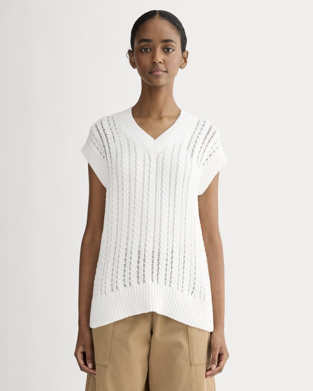 The Mesh Cable Vest in Everyday Cotton | White by EVERLANE