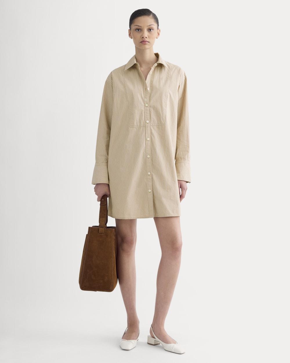 The Mini Shirtdress in Ultrasoft Cotton | Tiger's Eye / Optic White by EVERLANE