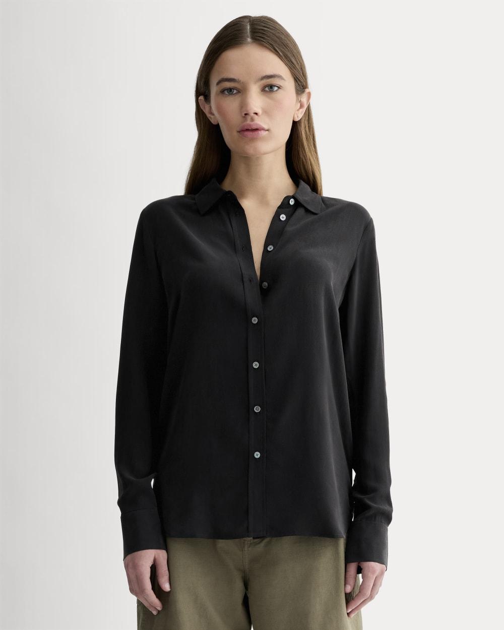 The Must-Have Shirt in Washable Silk | Black by EVERLANE