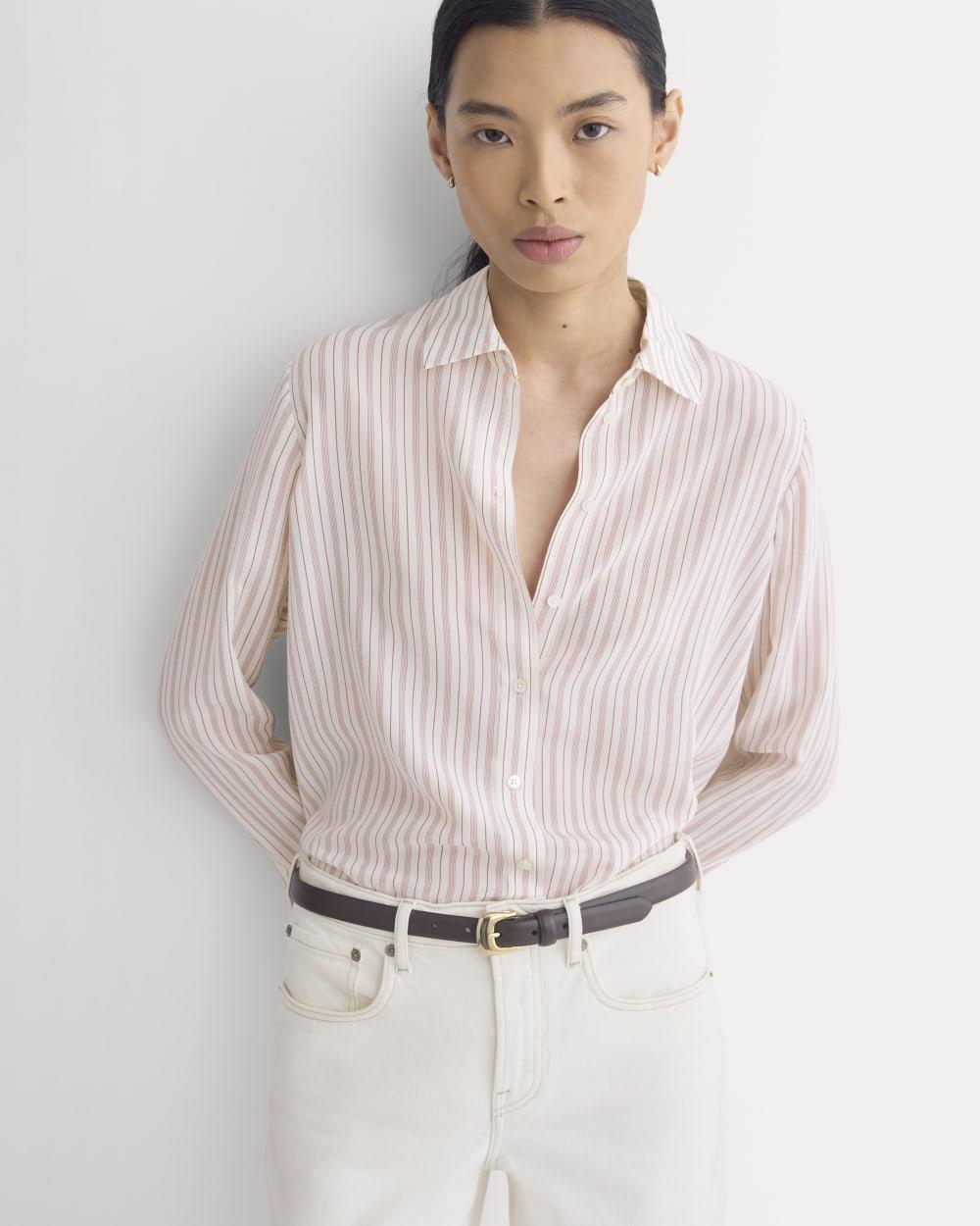 The Must-Have Shirt in Washable Silk | Bone / Rose by EVERLANE