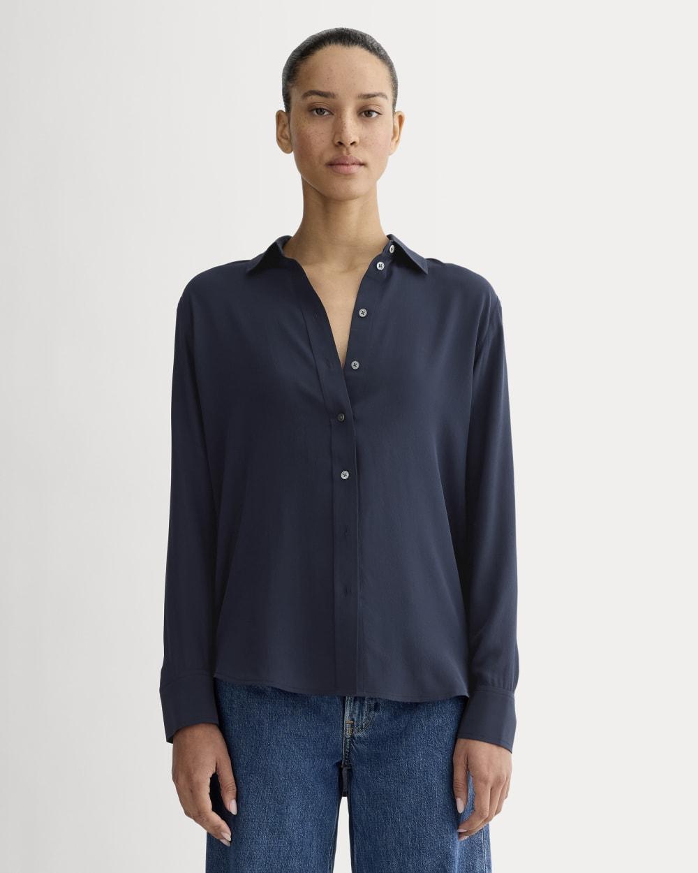 The Must-Have Shirt in Washable Silk | Navy by EVERLANE
