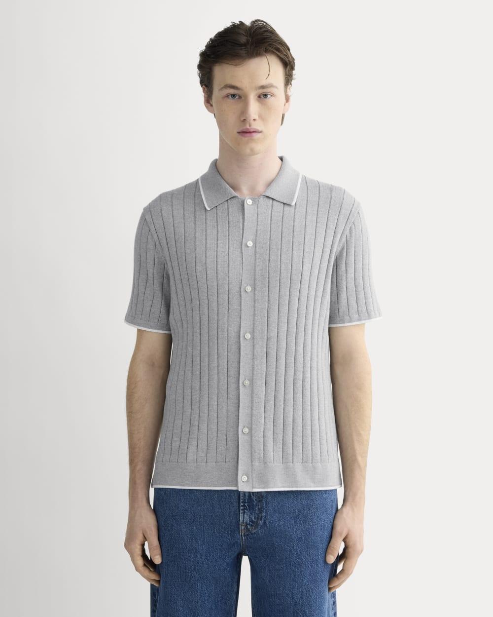 The No-Sweat Button-Down Polo | Heather Grey by EVERLANE