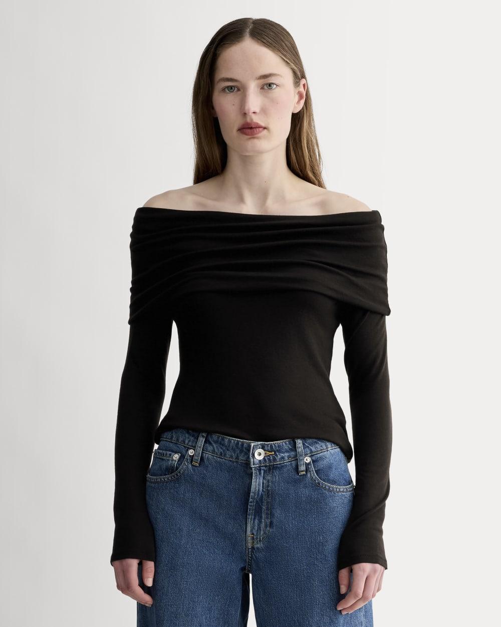 The Off-the-Shoulder Top in Butterluxe | Black by EVERLANE