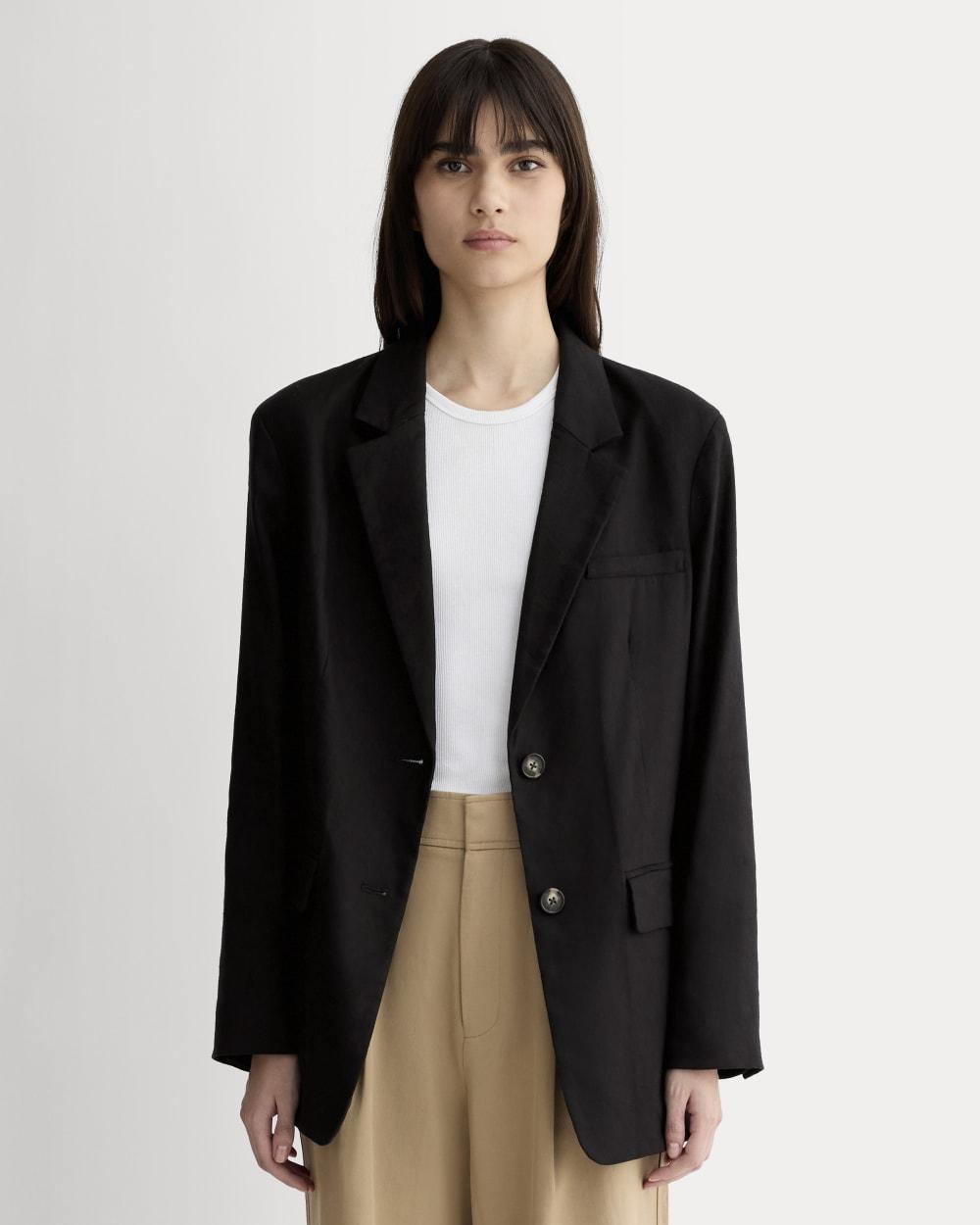 The Oversized Blazer in Stretch Linen | Black by EVERLANE