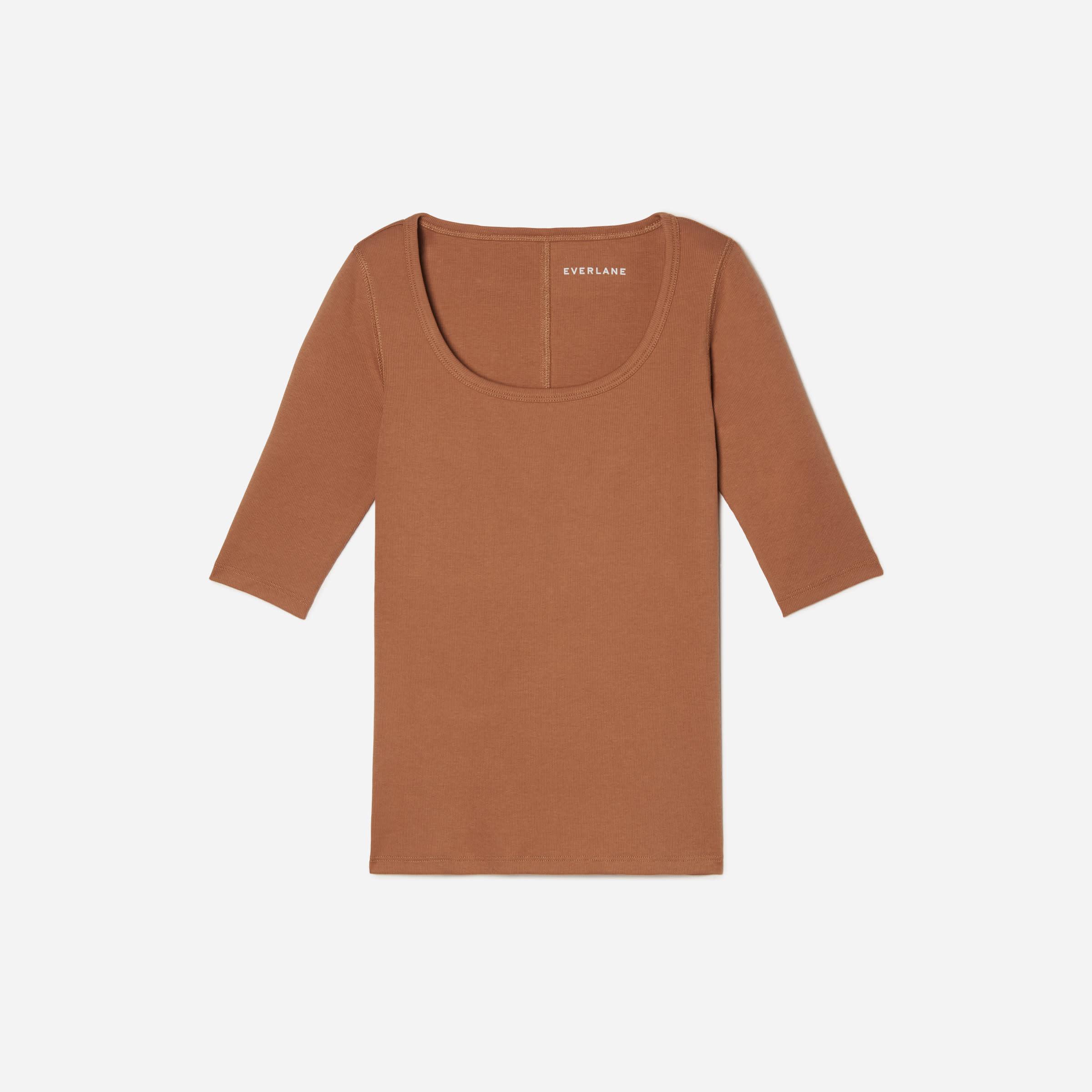 The Pima Micro-Rib Scoop-Neck Tee by EVERLANE