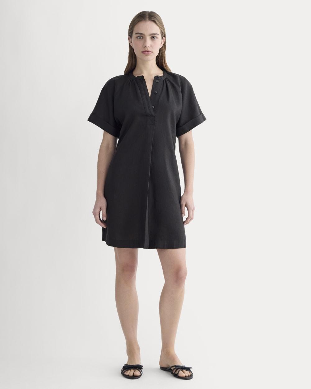 The Popover Dress in Linen | Black by EVERLANE