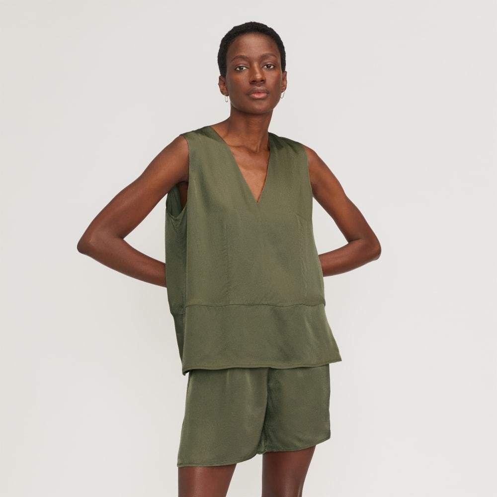 The Satin V-Neck Top | Kalamata by EVERLANE