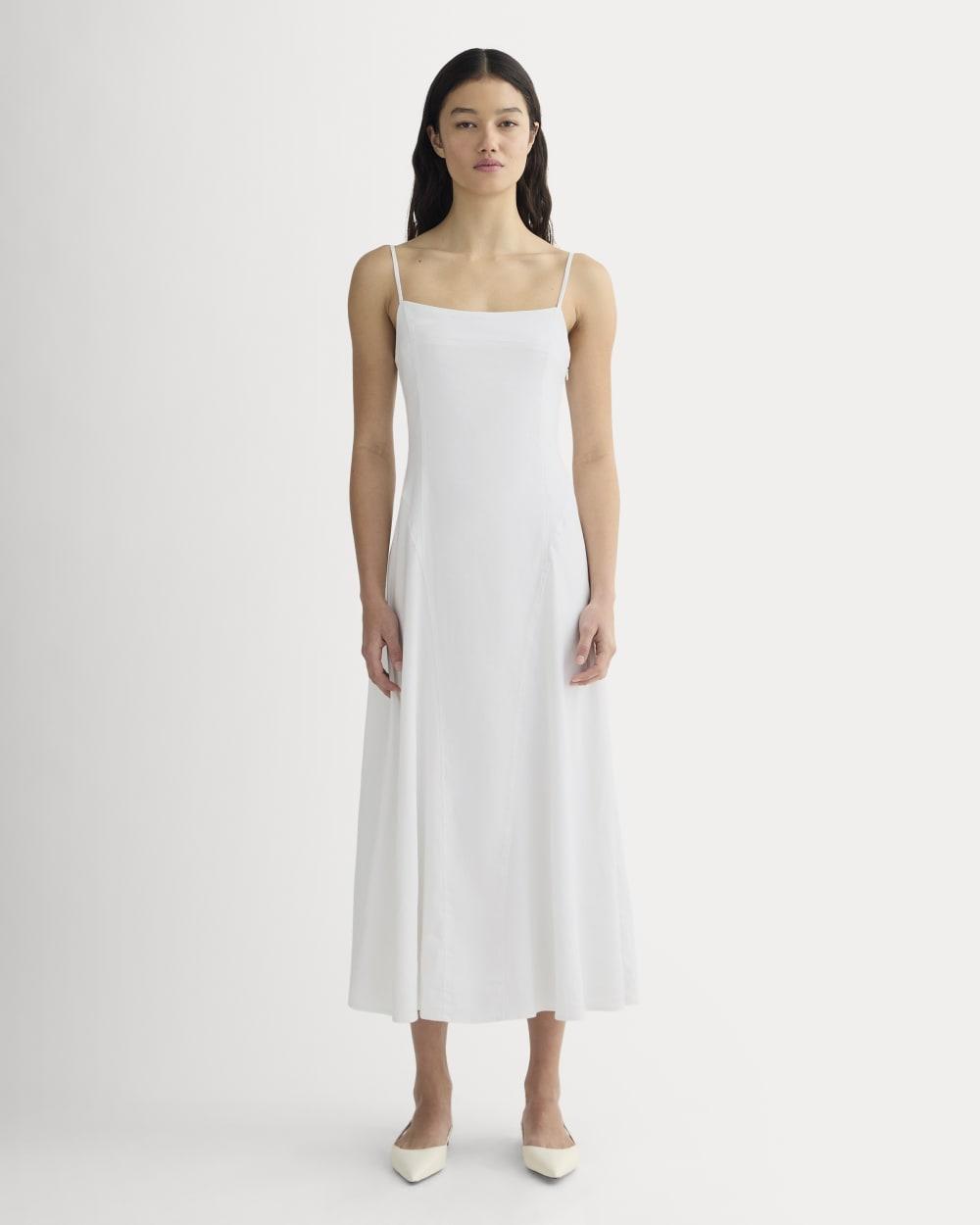 The Seamed Dress in Stretch Linen | White by EVERLANE
