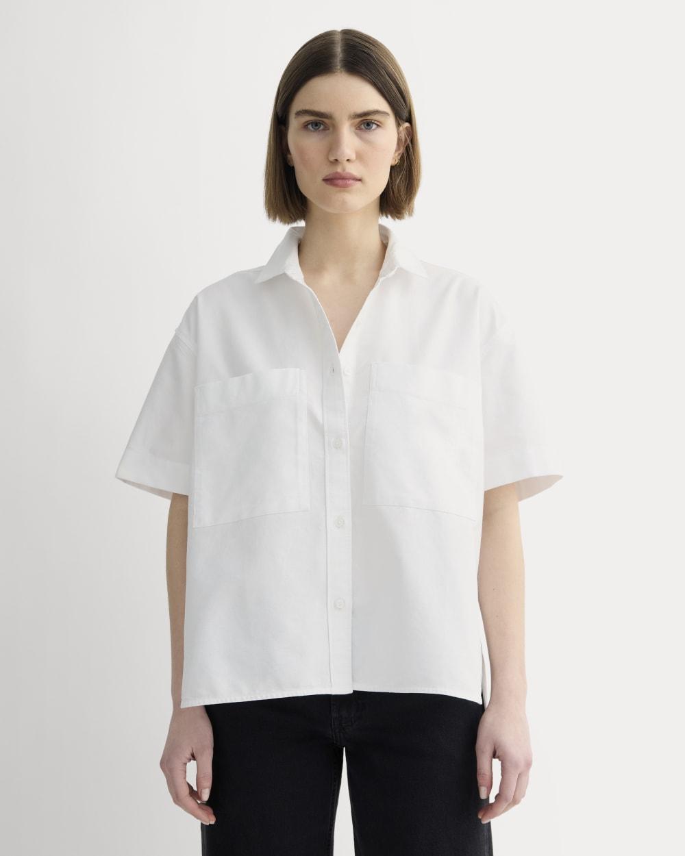 The Short-Sleeve Boxy Oxford | White by EVERLANE