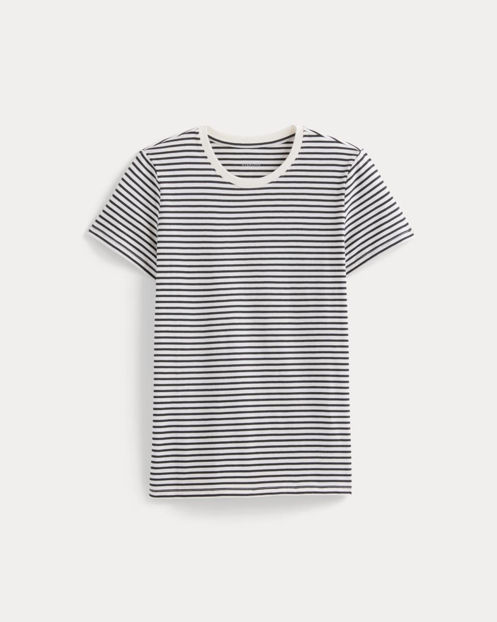 The Slim Crew in Essential Cotton | Bone / Pirate Black Stripe by EVERLANE