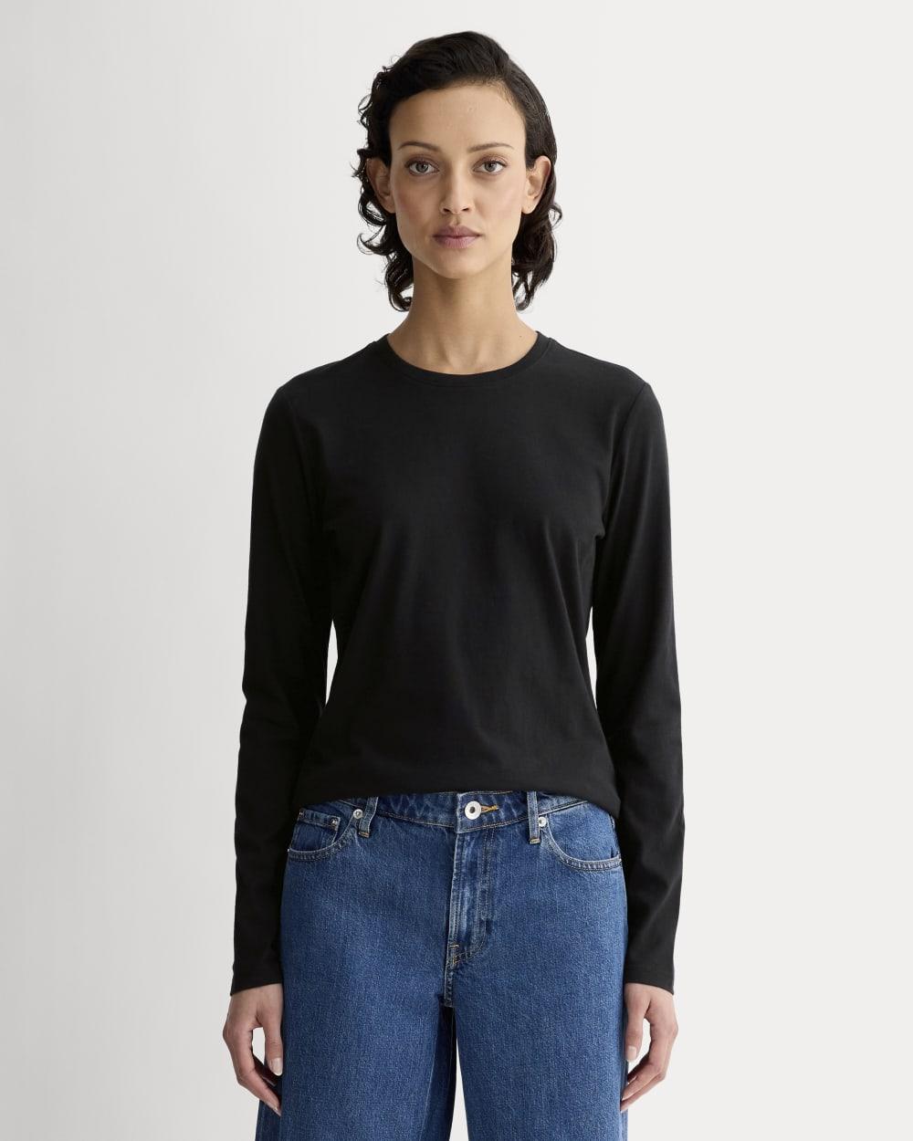 The Slim Long-Sleeve Crew in Essential Cotton | Black by EVERLANE