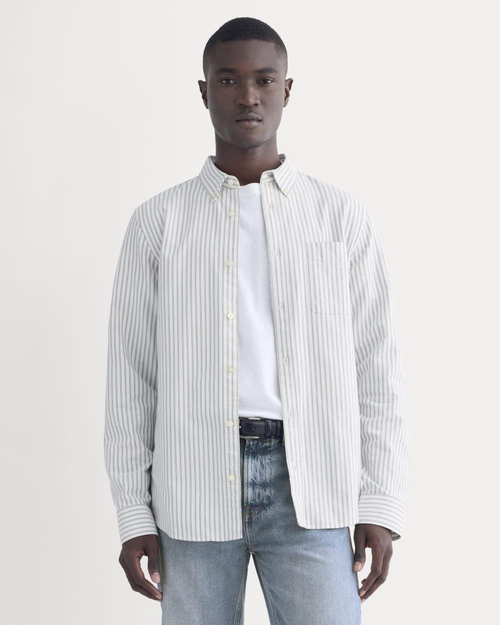 The Slim Oxford Shirt | Bone/Navy | Standard by EVERLANE