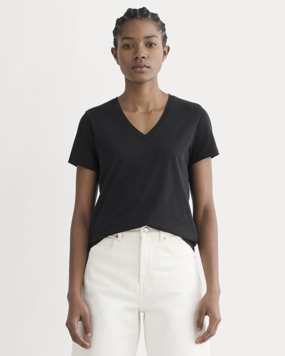 The Slim V-Neck Tee in Essential Cotton | Black by EVERLANE