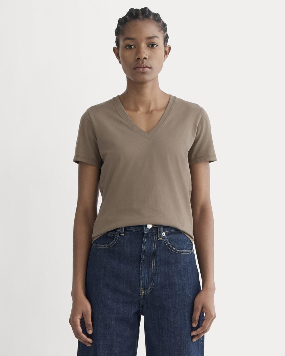 The Slim V-Neck Tee in Essential Cotton | Clay by EVERLANE