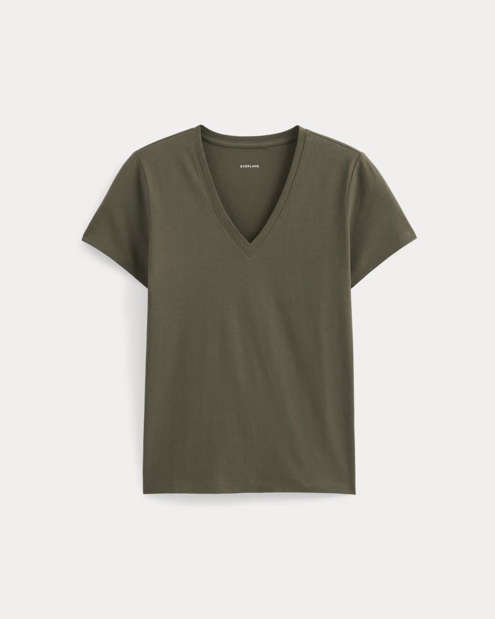 The Slim V-Neck Tee in Essential Cotton | Olive Night by EVERLANE