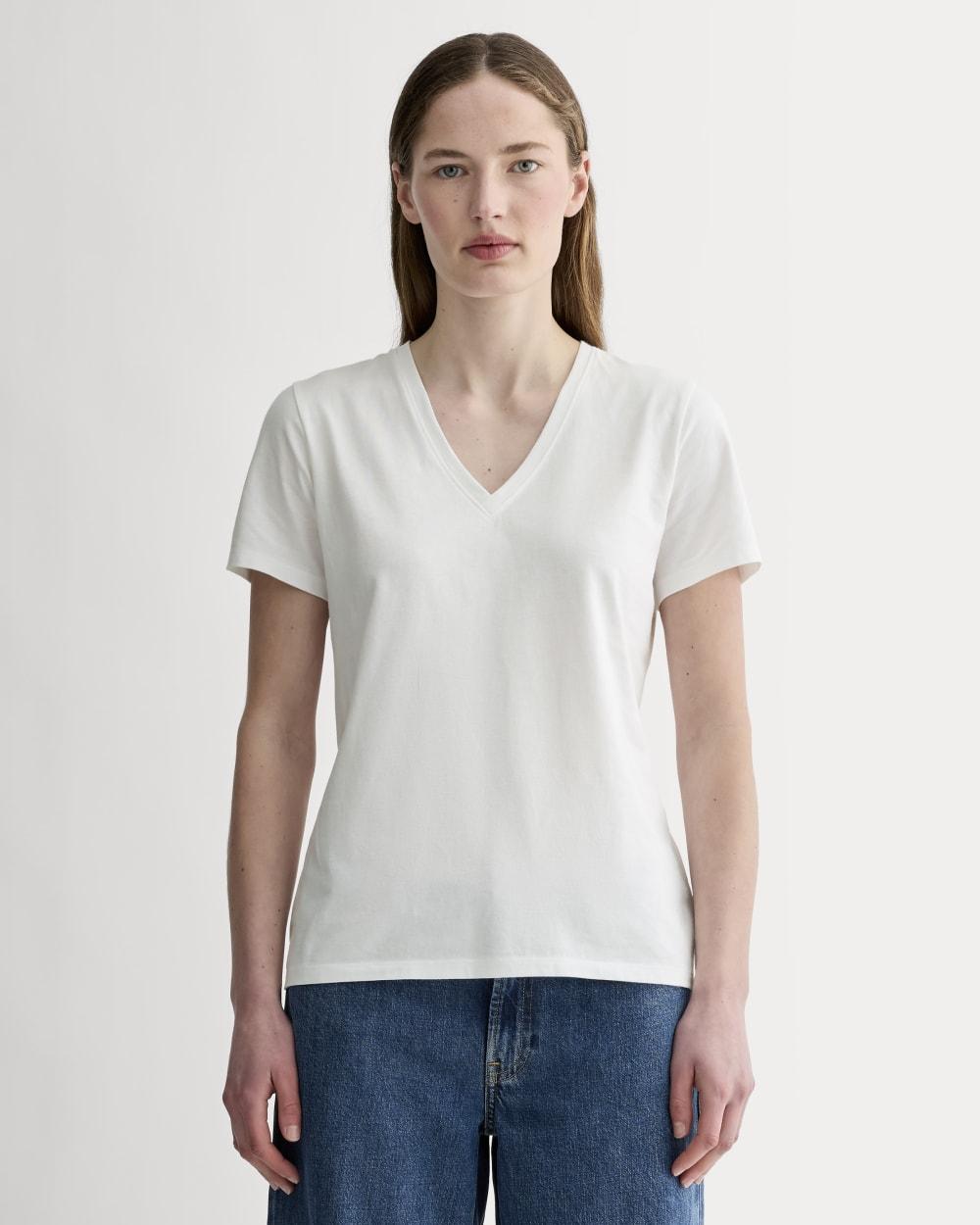 The Slim V-Neck Tee in Essential Cotton | White by EVERLANE