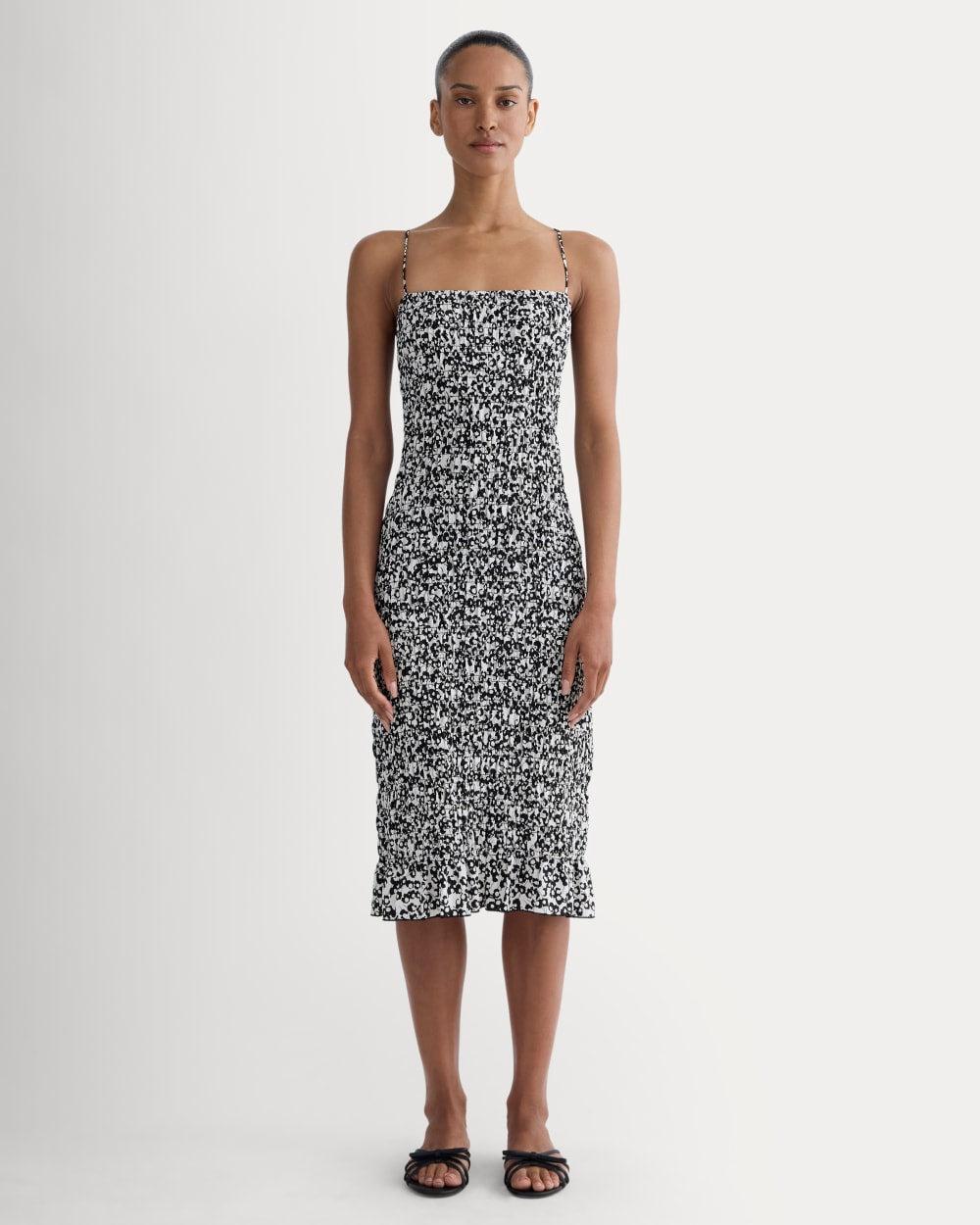 The Smocked Column Dress | Bone / Black Floral by EVERLANE