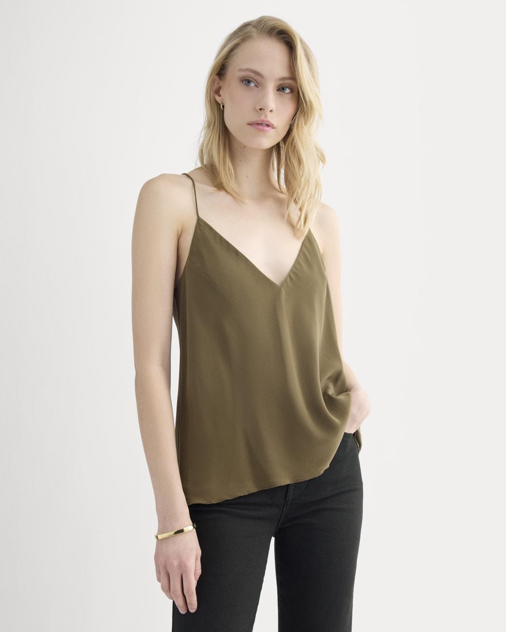 The Tie Back Cami in Washable Silk | Beech by EVERLANE