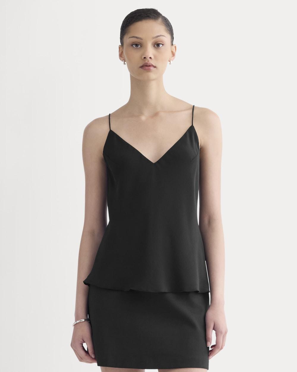 The Tie Back Cami in Washable Silk | Black by EVERLANE
