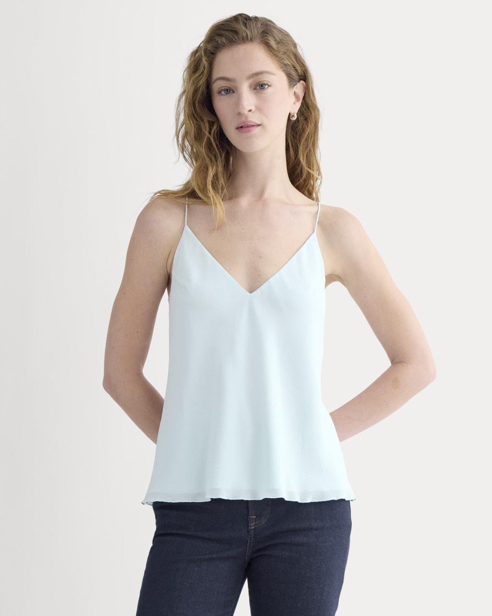 The Tie Back Cami in Washable Silk | Skywriting by EVERLANE