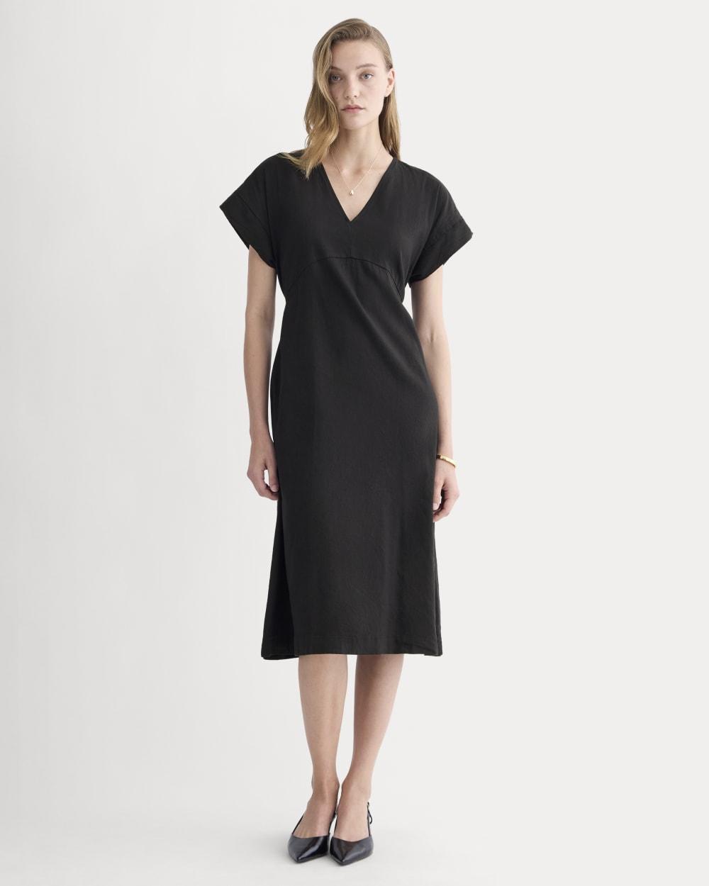 The Tie-Back Dress in Stretch Linen | Black by EVERLANE