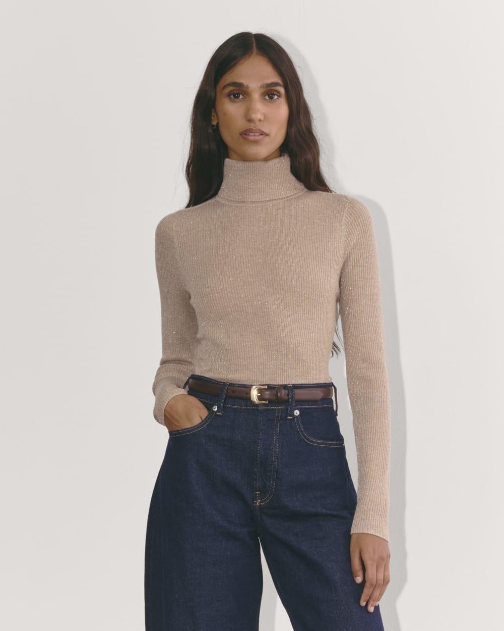 The Turtleneck in Lurex Merino | Rose Gold by EVERLANE