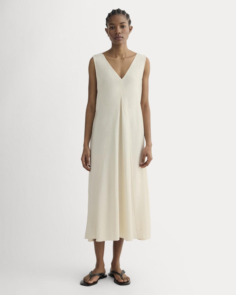 The V-Neck Dress in SoftLuxe | Sandshell by EVERLANE