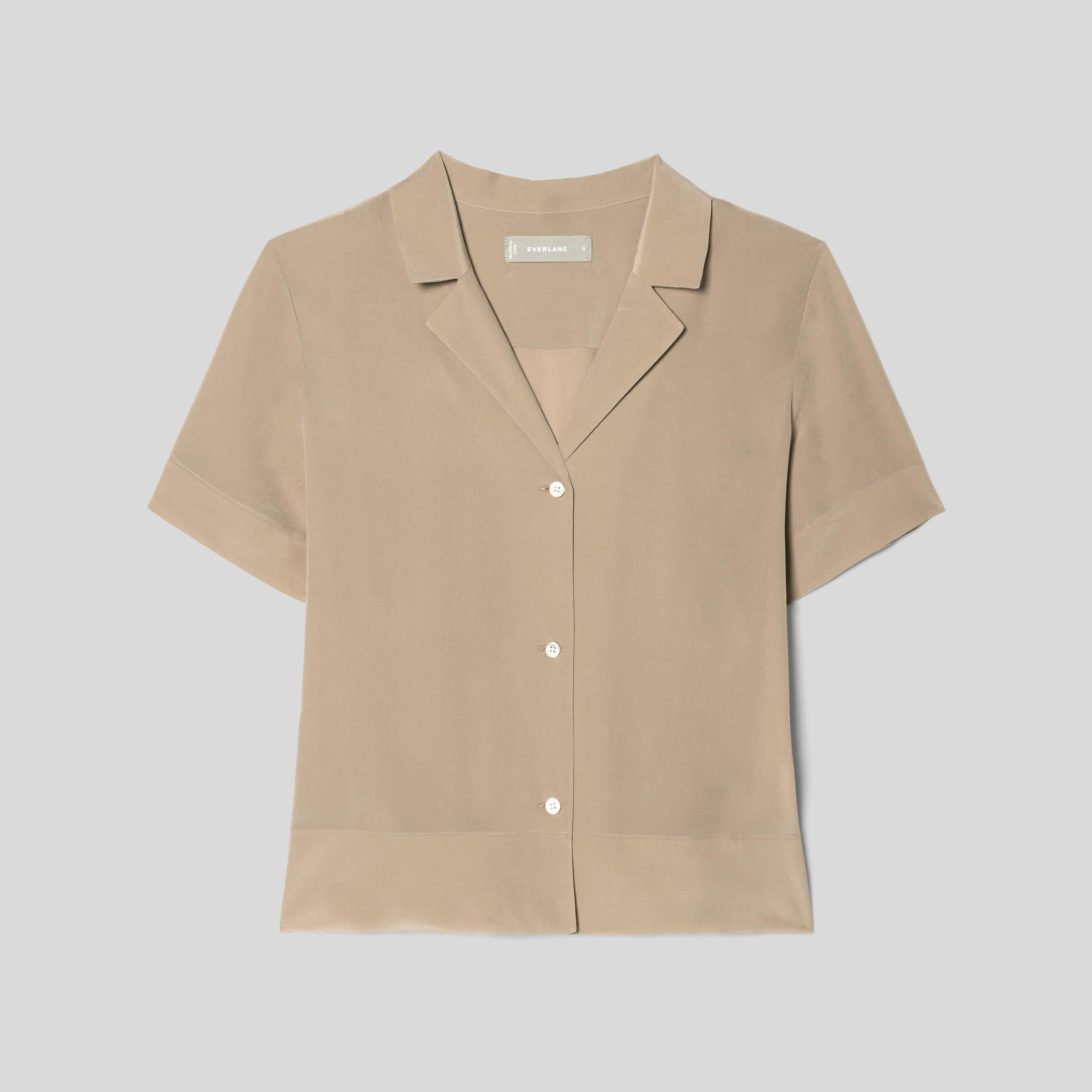 The Washable Clean Silk Short-Sleeve Notch Shirt by EVERLANE