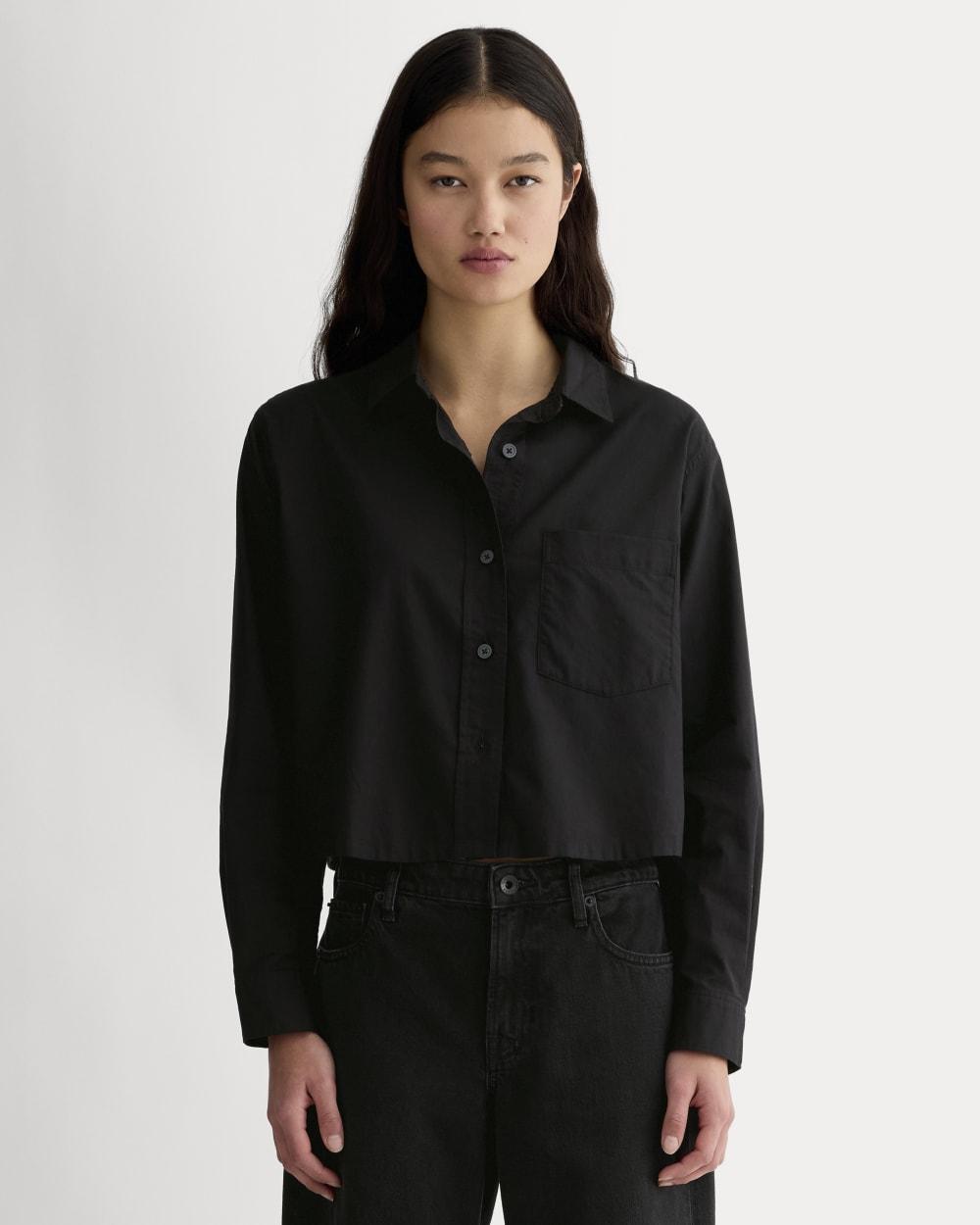 The Way-Short Shirt in Silky Cotton | Black by EVERLANE