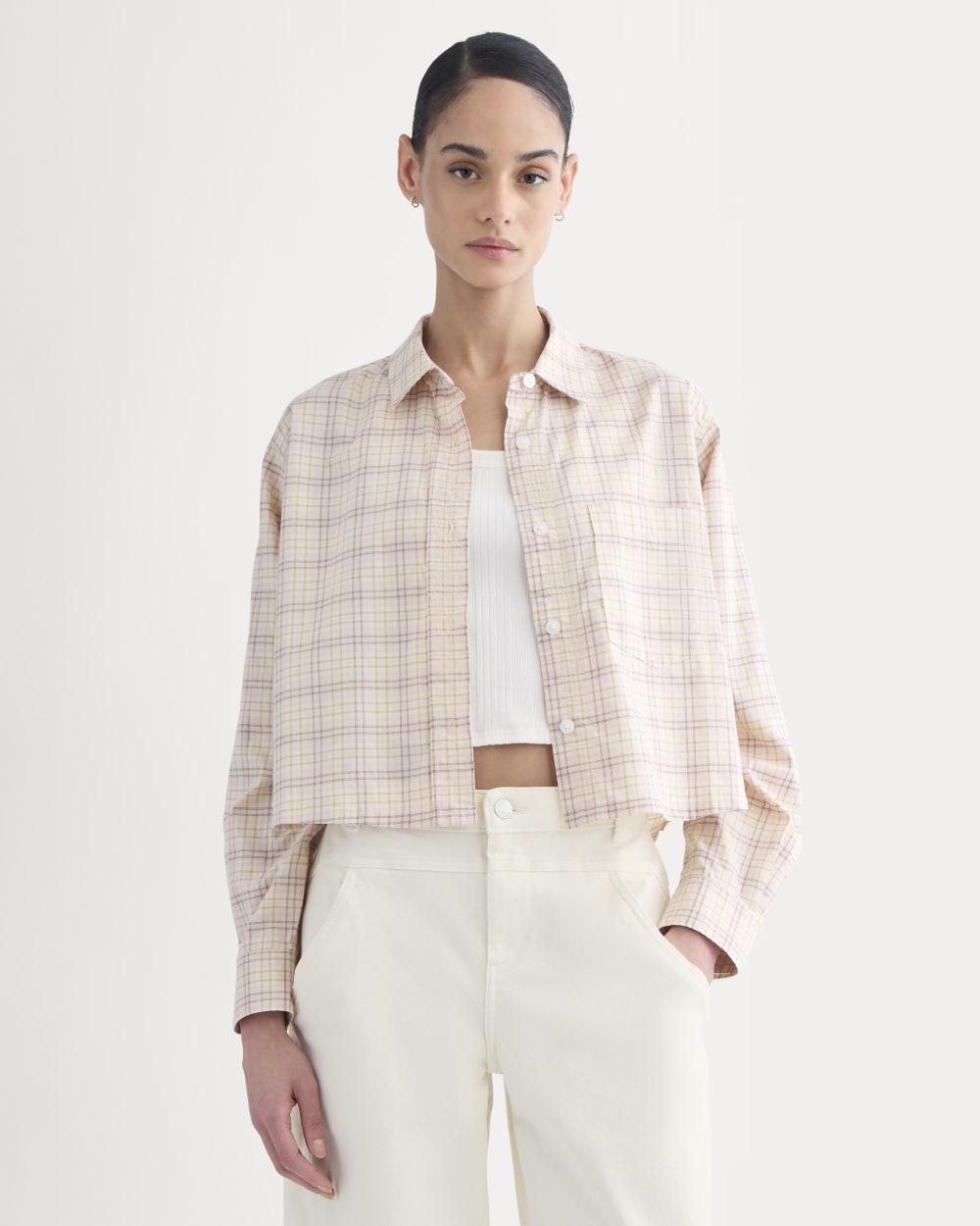 The Way-Short Shirt in Silky Cotton | Plaid by EVERLANE
