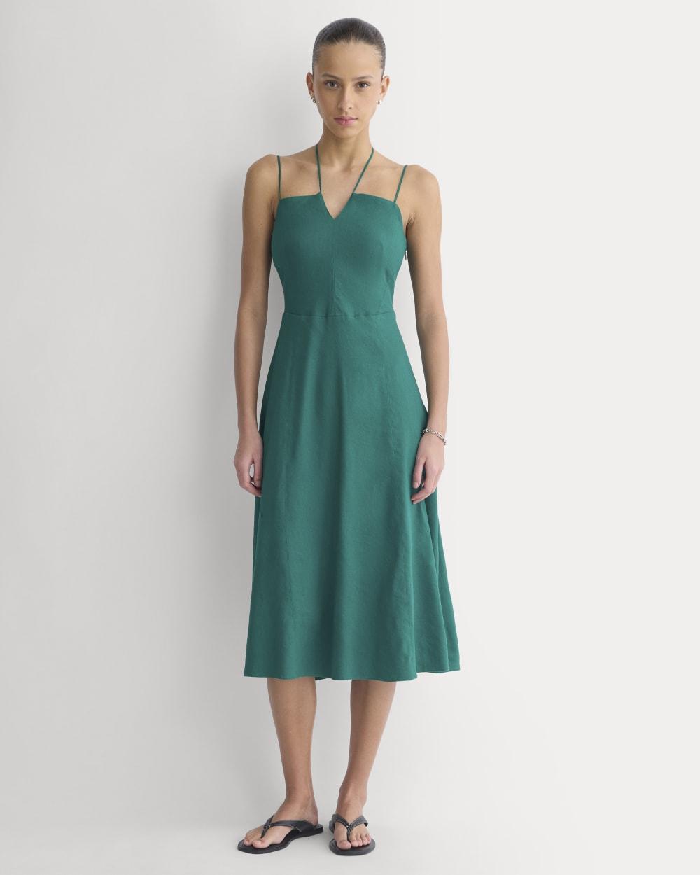 Tie-Neck Dress in Stretch Linen | Evergreen by EVERLANE