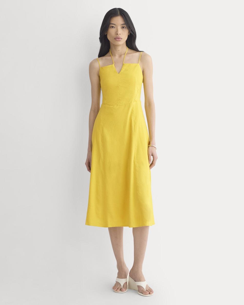 Tie-Neck Dress in Stretch Linen | Passion Fruit by EVERLANE