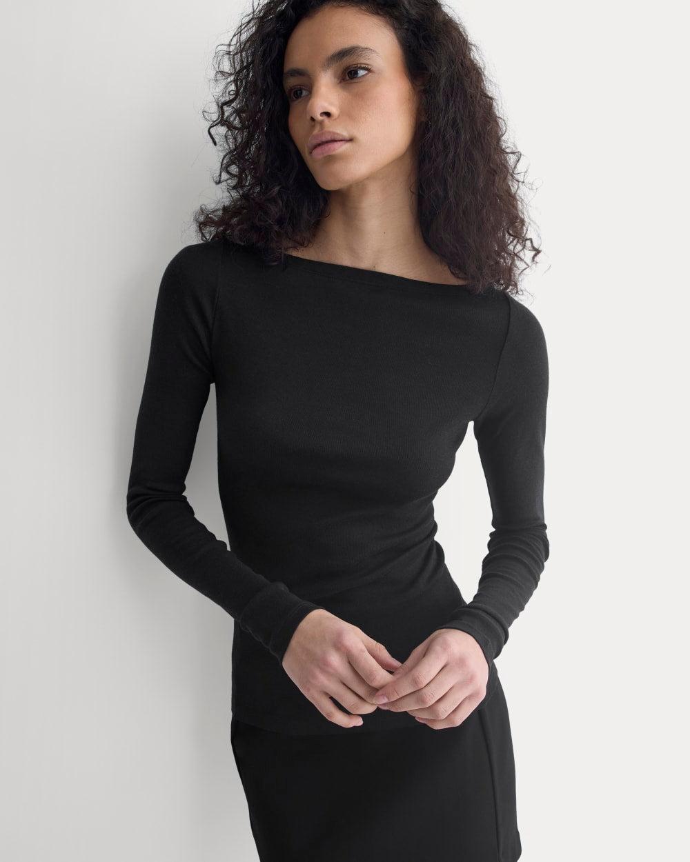 Tissue Boatneck Top | Black by EVERLANE