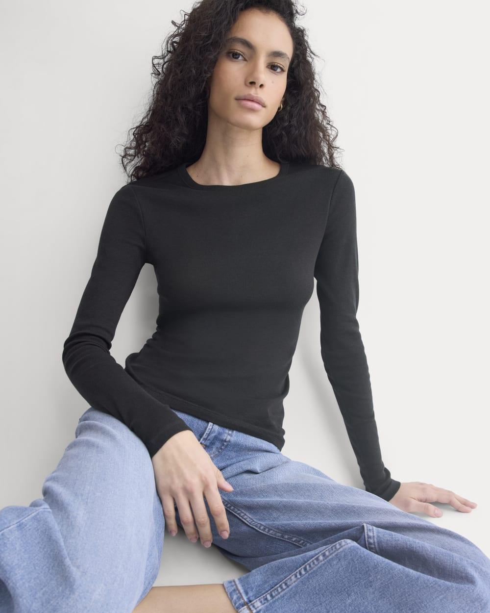 Tissue Long-Sleeve Crew | Black by EVERLANE
