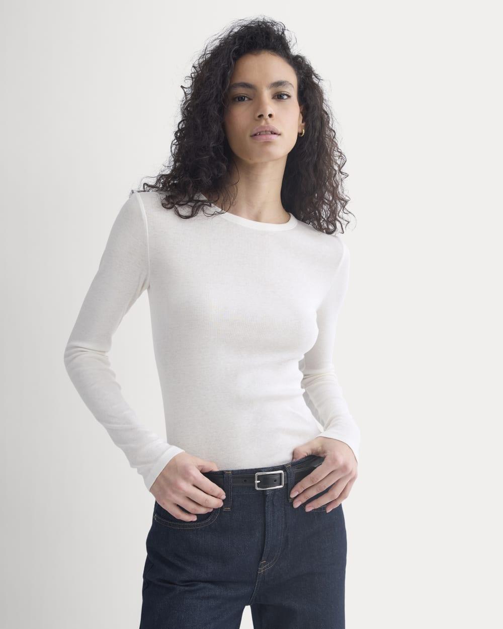 Tissue Long-Sleeve Crew | Bone by EVERLANE