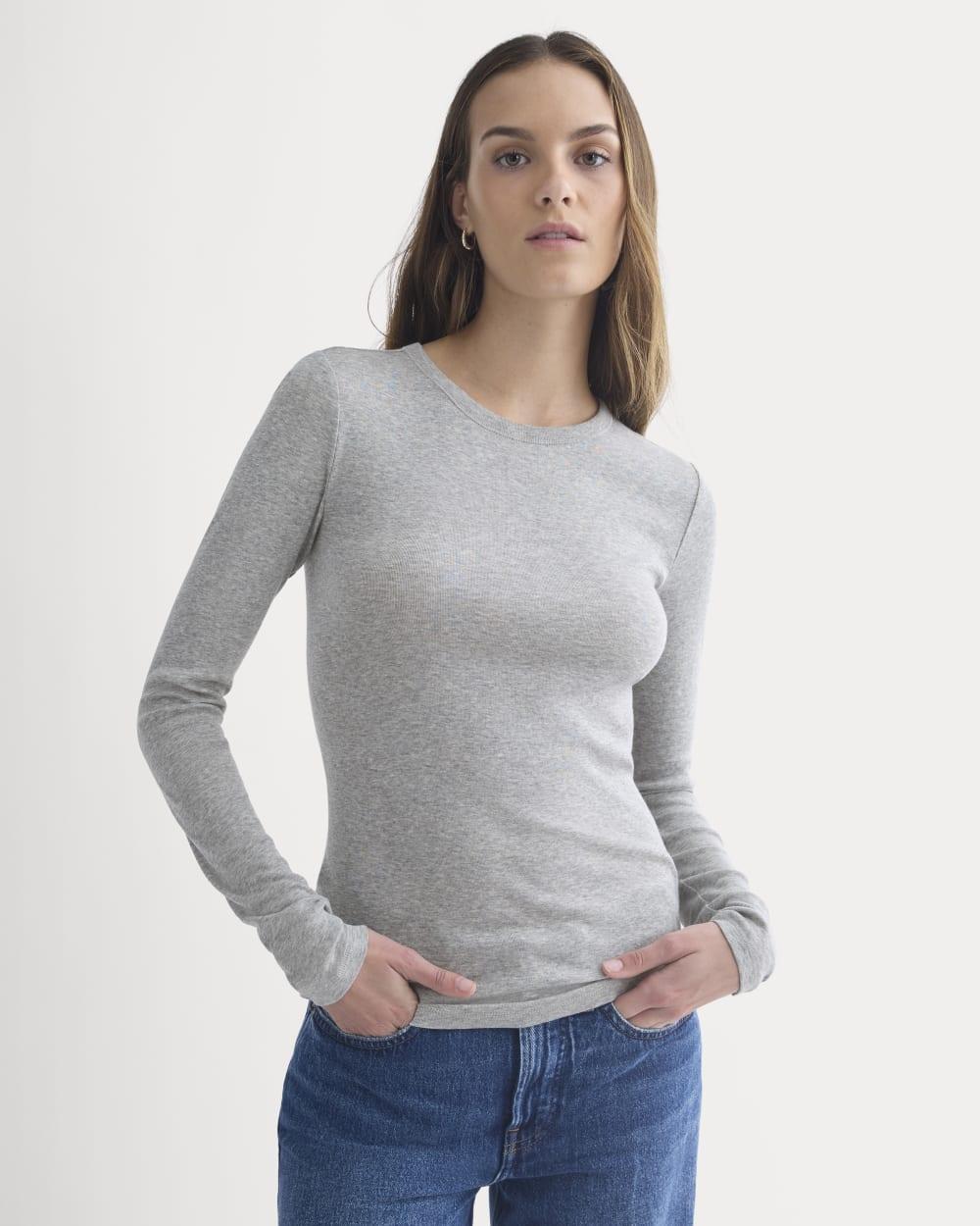 Tissue Long-Sleeve Crew | Heathered Grey by EVERLANE