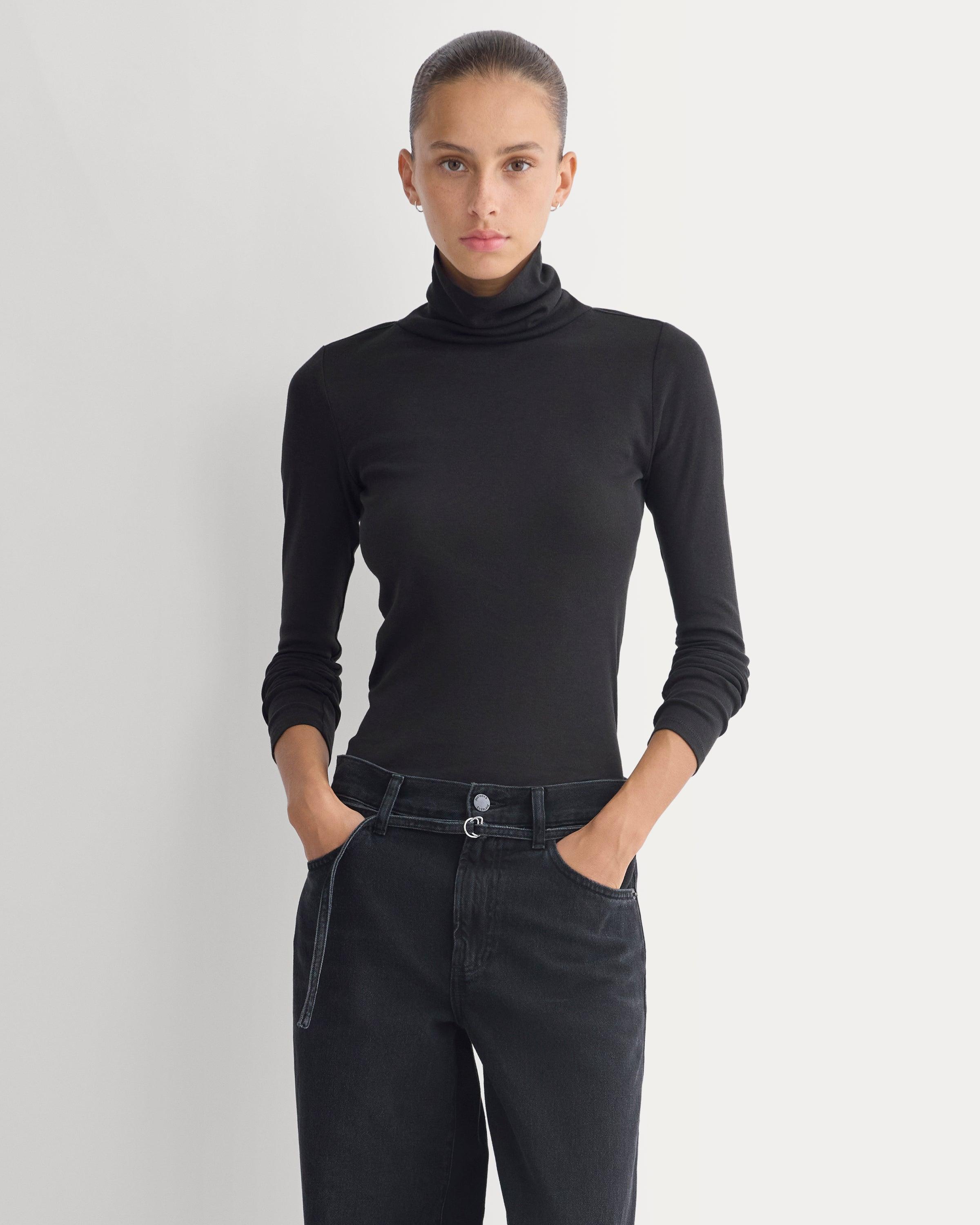 Tissue Long-Sleeve Turtleneck | Black by EVERLANE