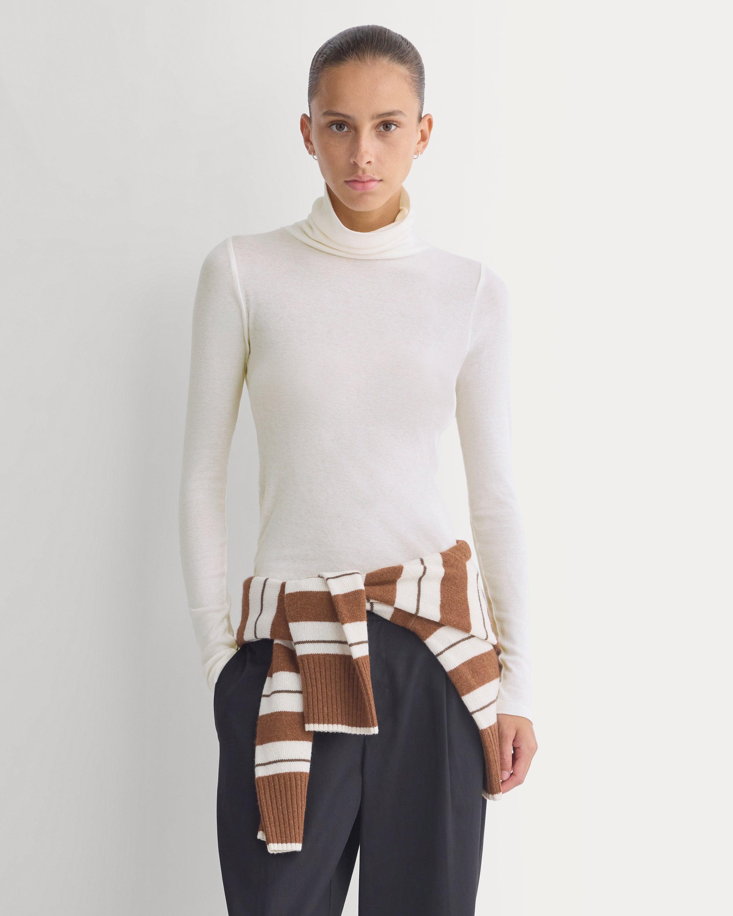 Tissue Long-Sleeve Turtleneck | Bone by EVERLANE