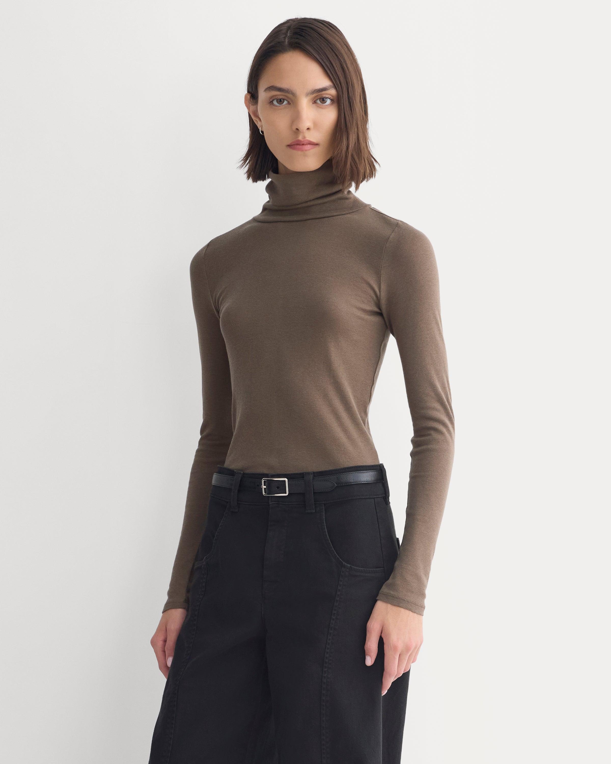 Tissue Long-Sleeve Turtleneck | Deep Taupe by EVERLANE