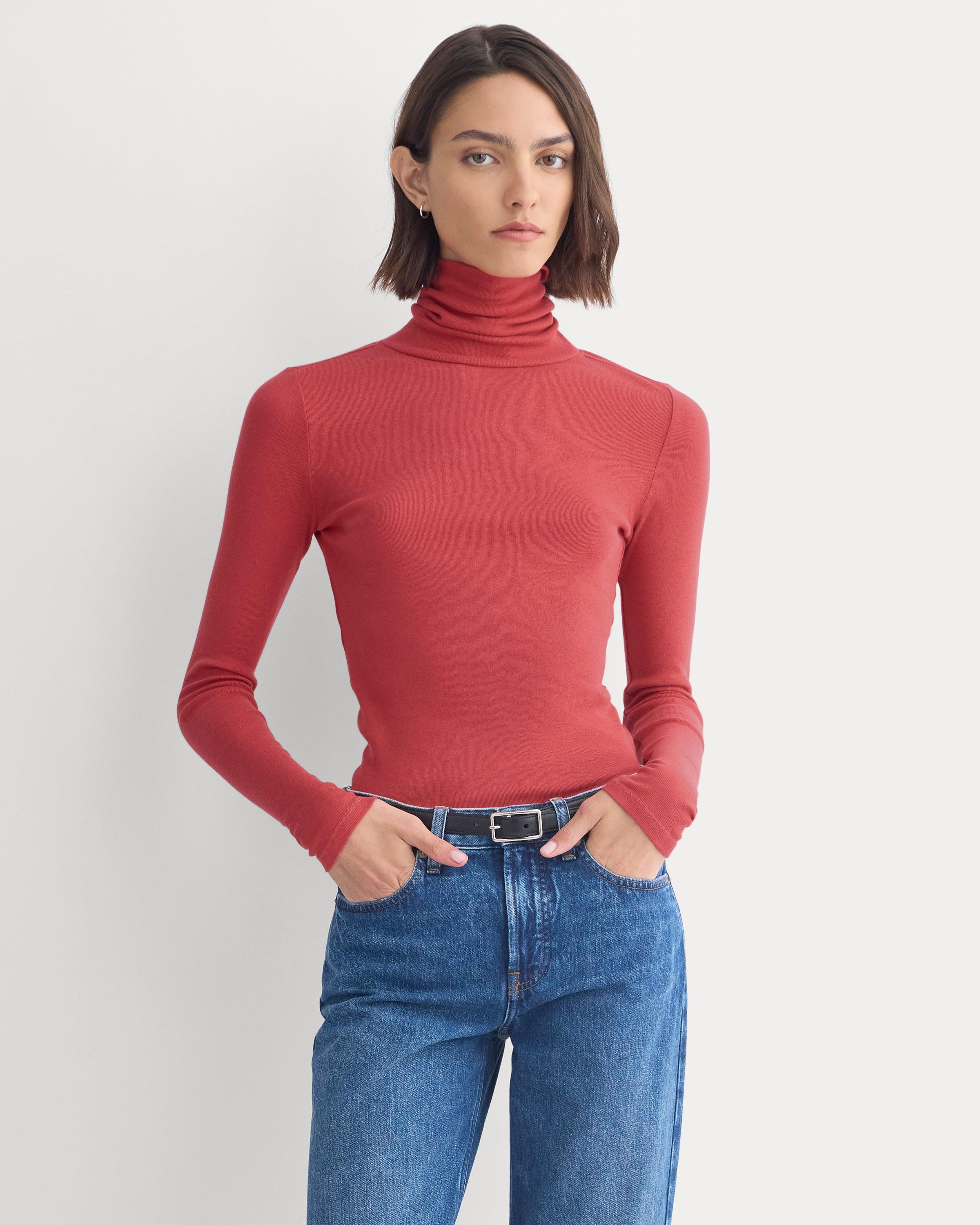 Tissue Long-Sleeve Turtleneck | Vintage Red by EVERLANE