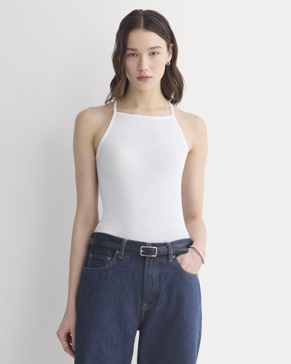 Tissue Narrow Racerback Tank | White by EVERLANE