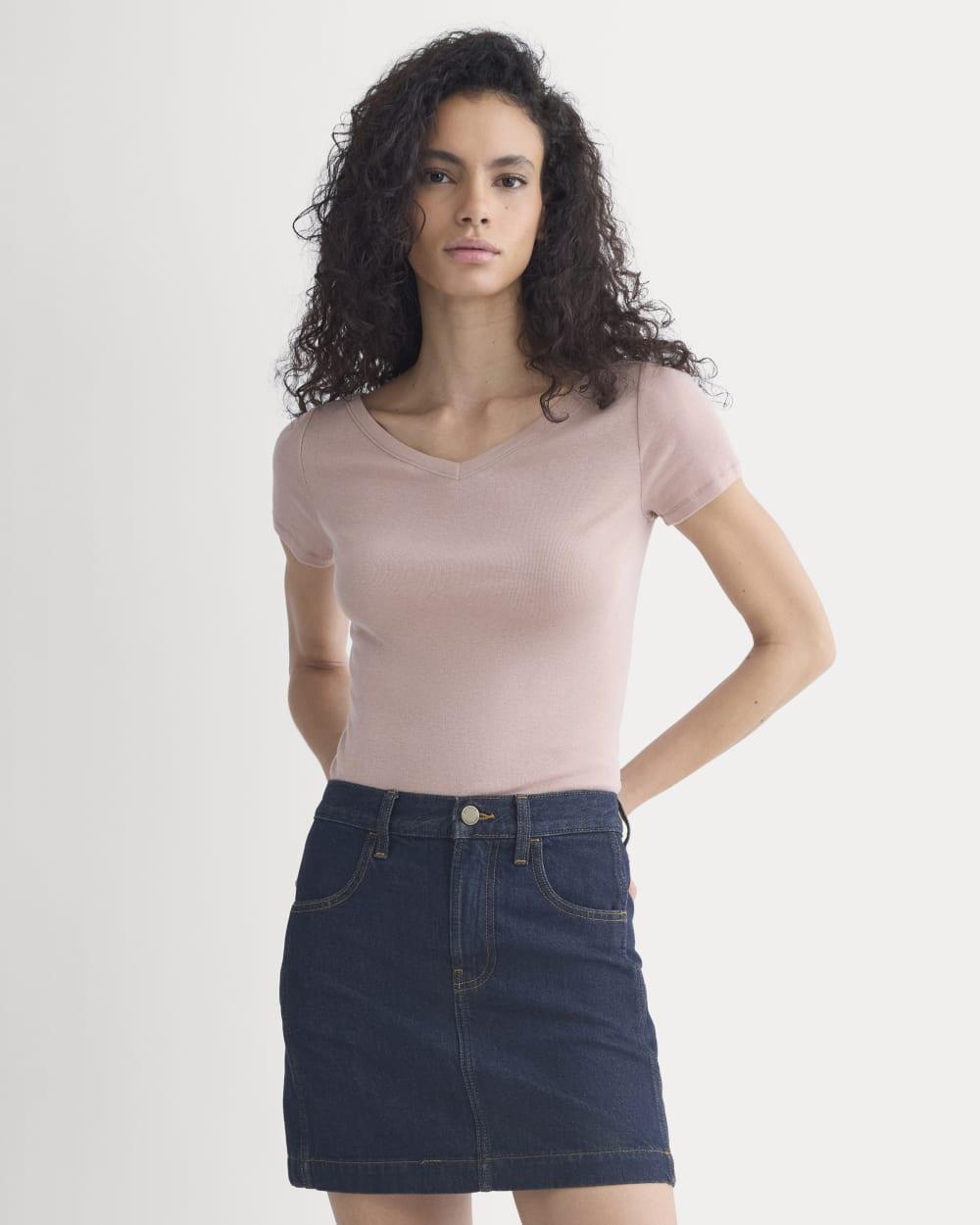Tissue Short-Sleeve V-Neck Top | Dusty Rose by EVERLANE