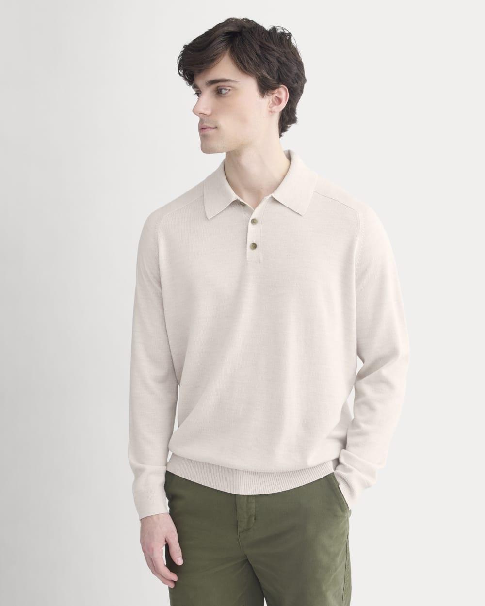 Ultrasoft Polo Sweater | Heathered Oat by EVERLANE