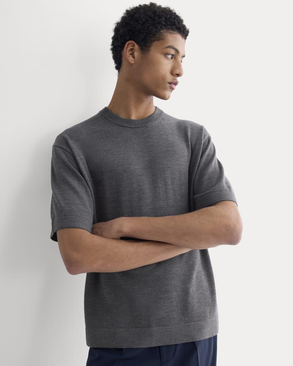 Ultrasoft Sweater Tee | Heather Mid Charcoal by EVERLANE