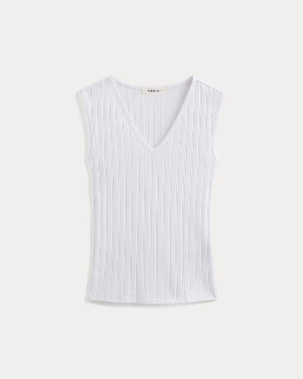 V-Neck Tank in Pointelle | White by EVERLANE