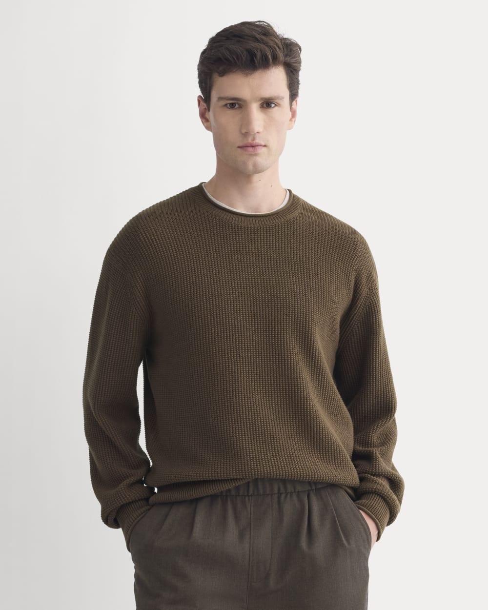 Waffle Rollneck Crew in Everyday Cotton | Cocoa by EVERLANE