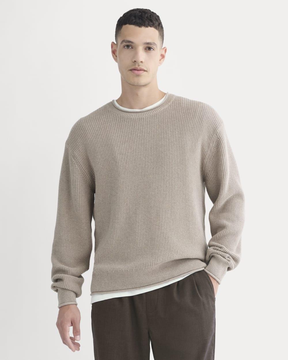Waffle Rollneck Crew in Everyday Cotton | Heathered Oatmeal by EVERLANE